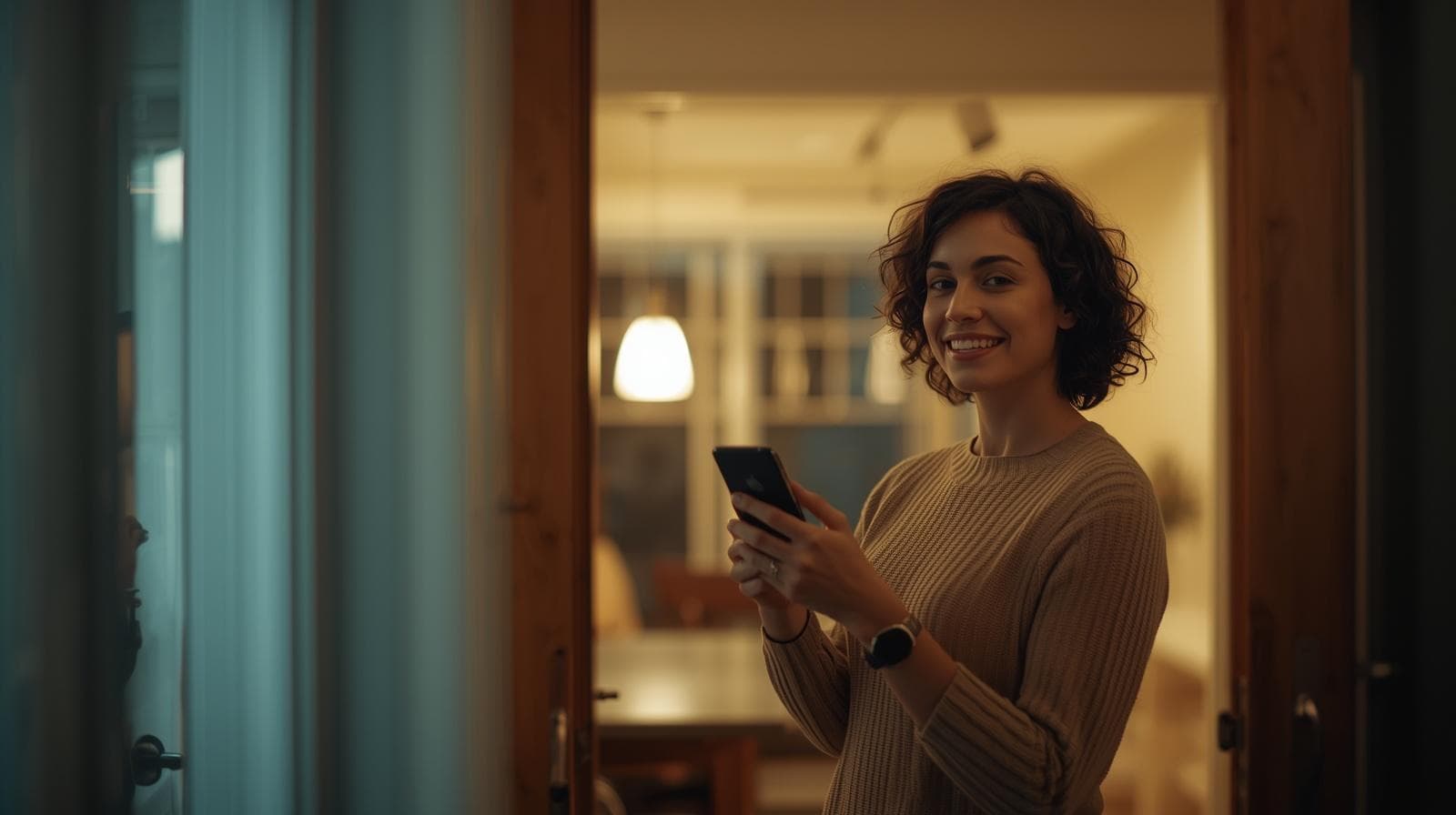 Homeowner using phone to post a gig and find local contractors